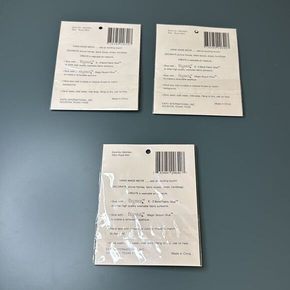 ELEGANCE Vintage 90s Blue Sequin Stars Appliques *NEW* - Picture 4 of 4